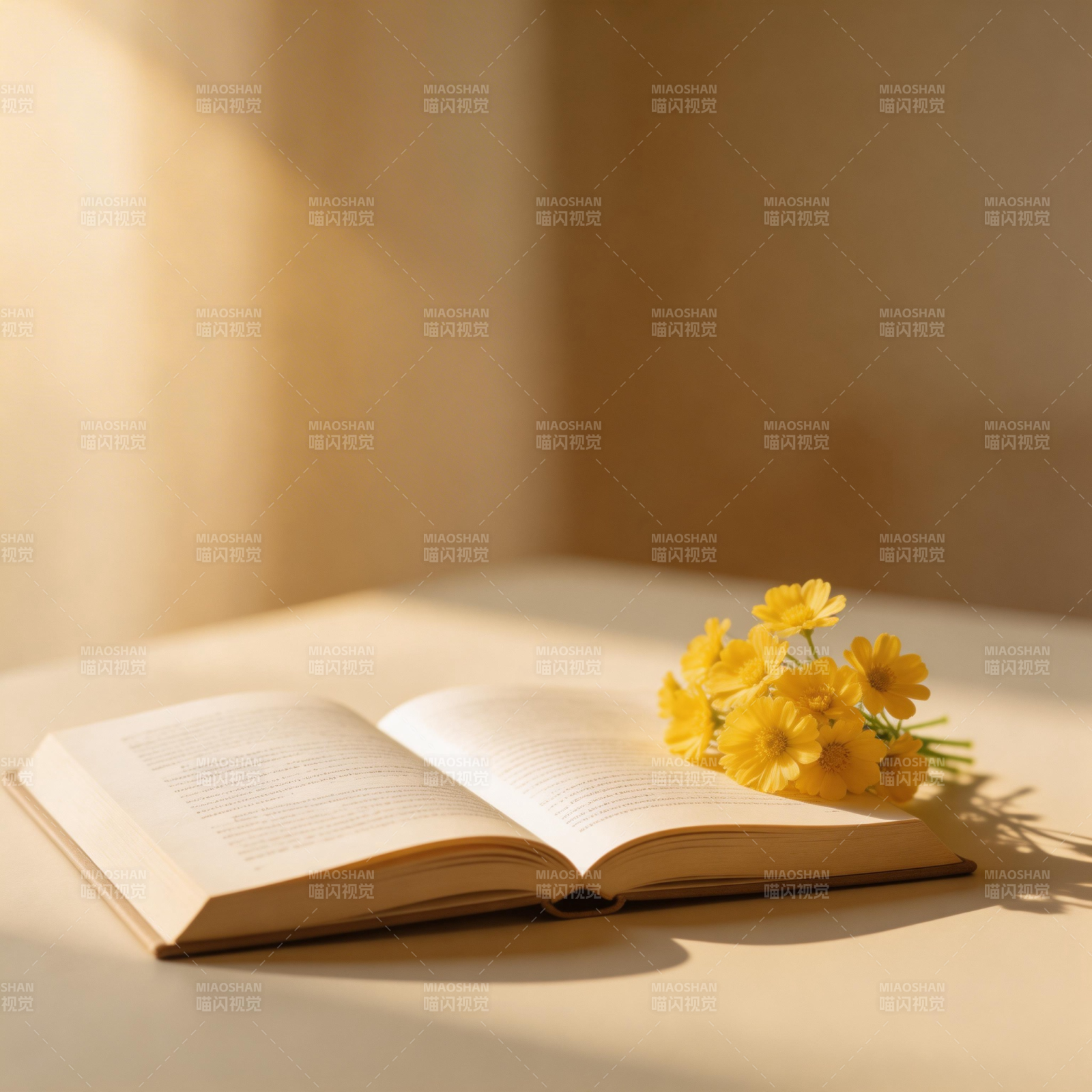 书页伴花香图片