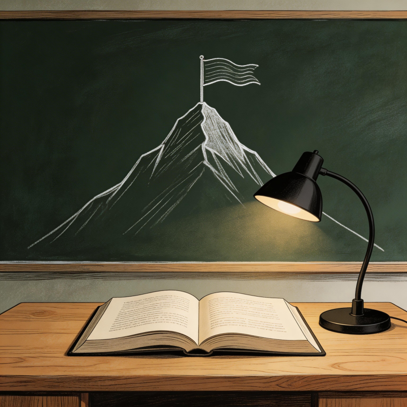 书桌前的山峰与灯图片