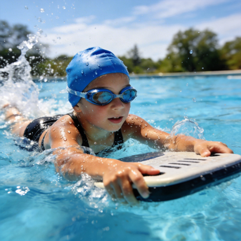 小女孩游泳训练图片
