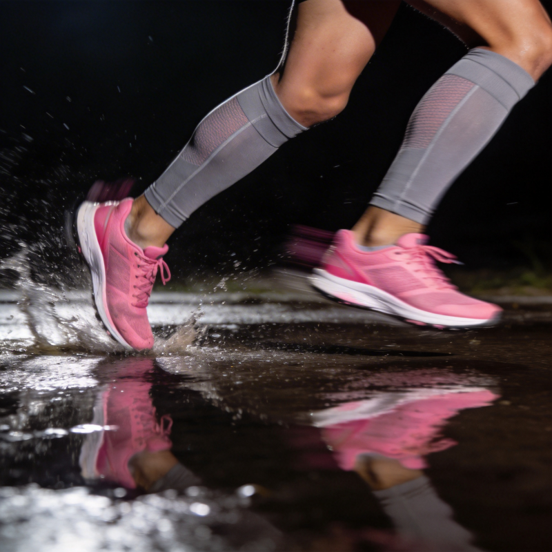 雨夜奔跑的足迹图片