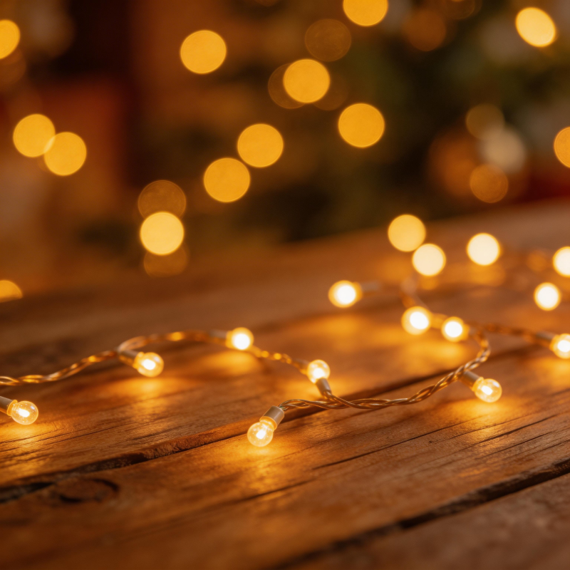 暖光点缀木桌图片