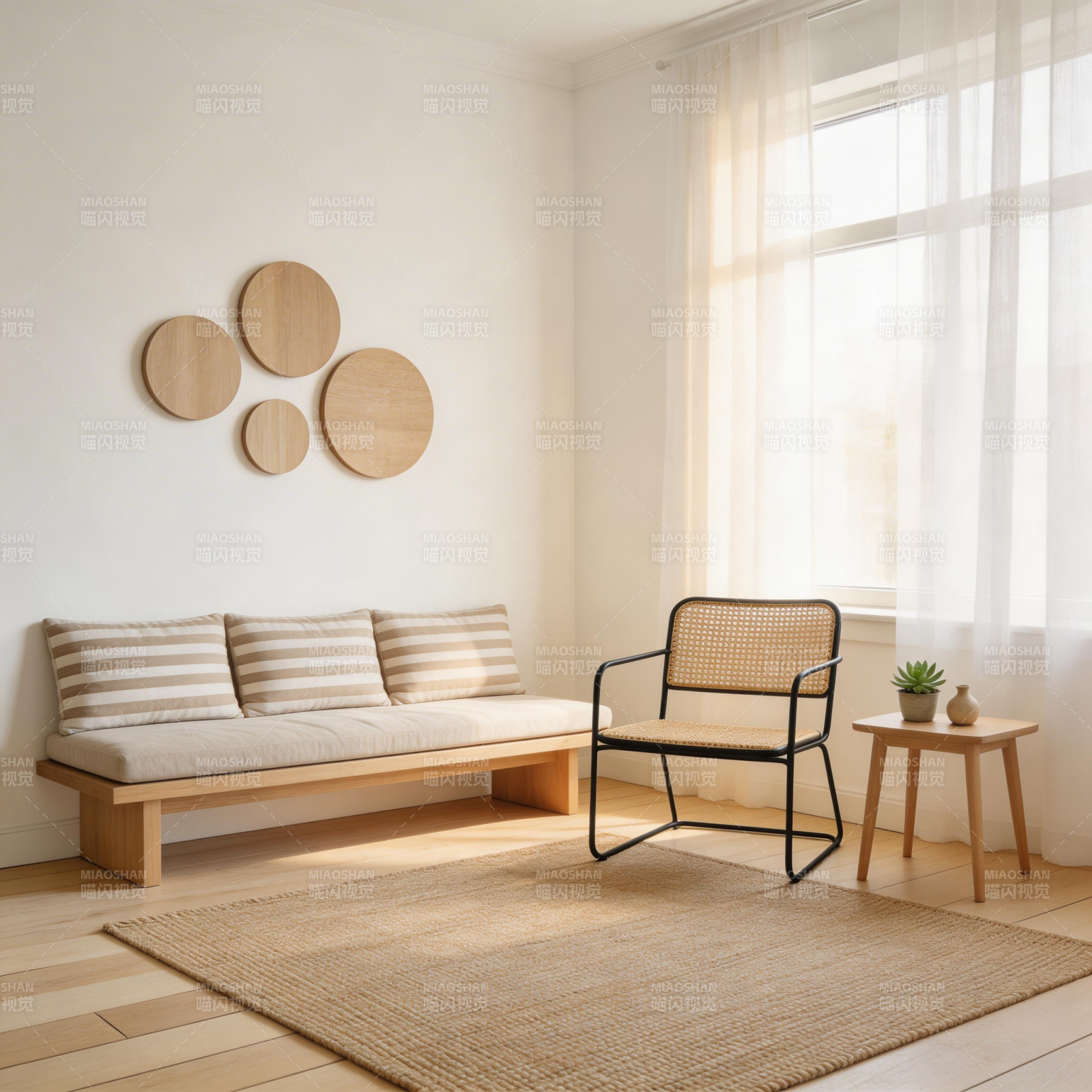 简约日式客厅一角图片