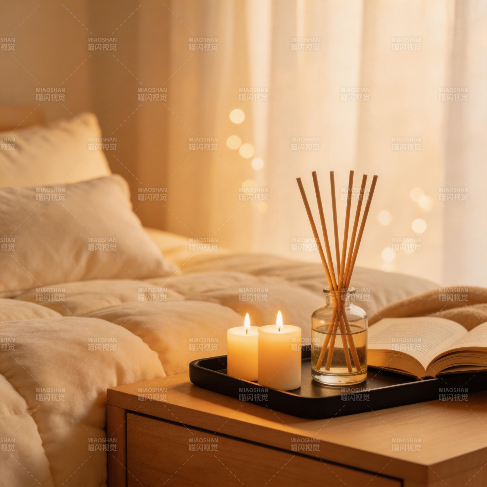 温馨卧室夜景图片