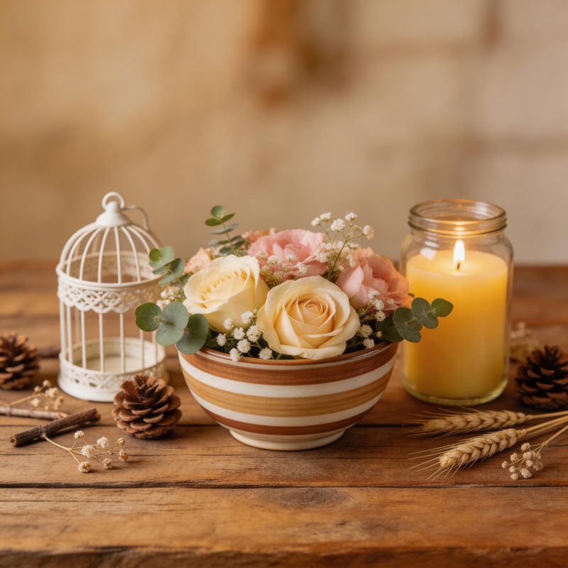 温馨花艺烛光布置图片