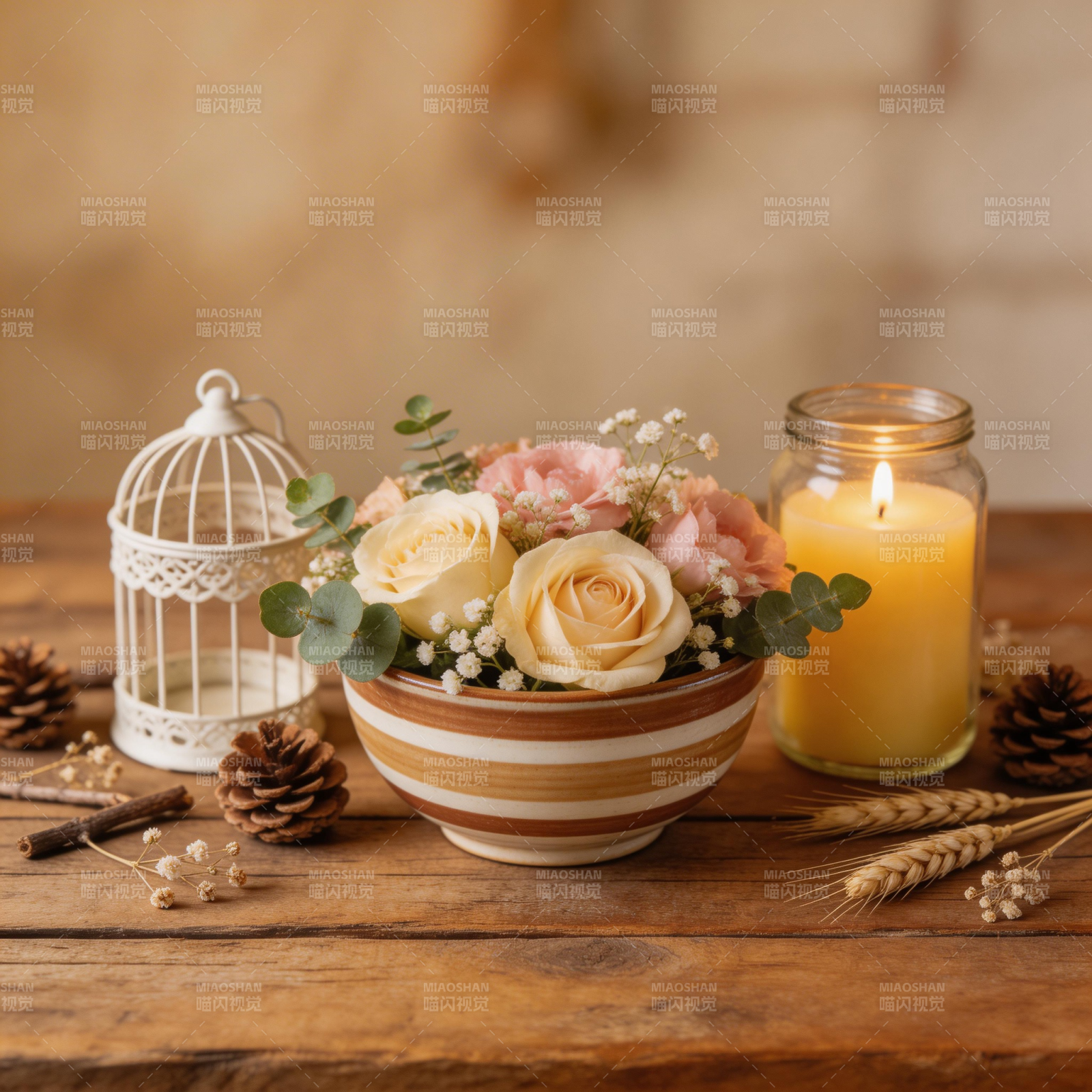 温馨花艺烛光布置图片