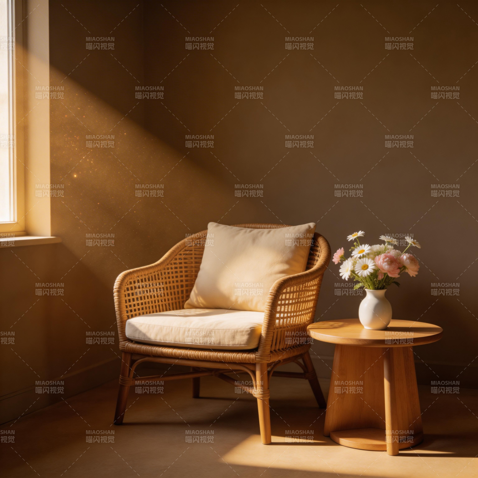 阳光下的藤椅时光图片