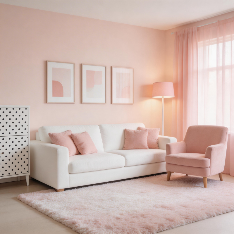 粉色温馨客厅图片
