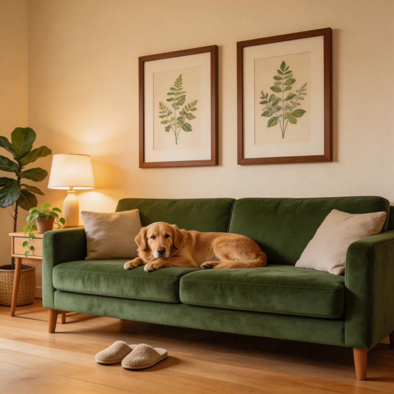 温馨客厅 狗狗安睡图片