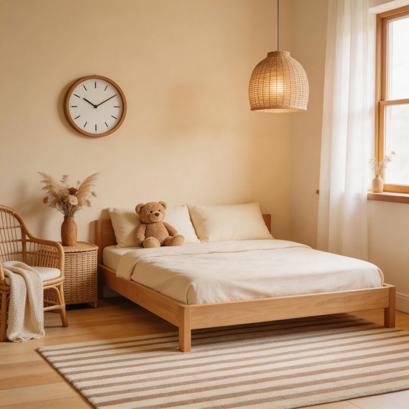 温馨原木风卧室图片