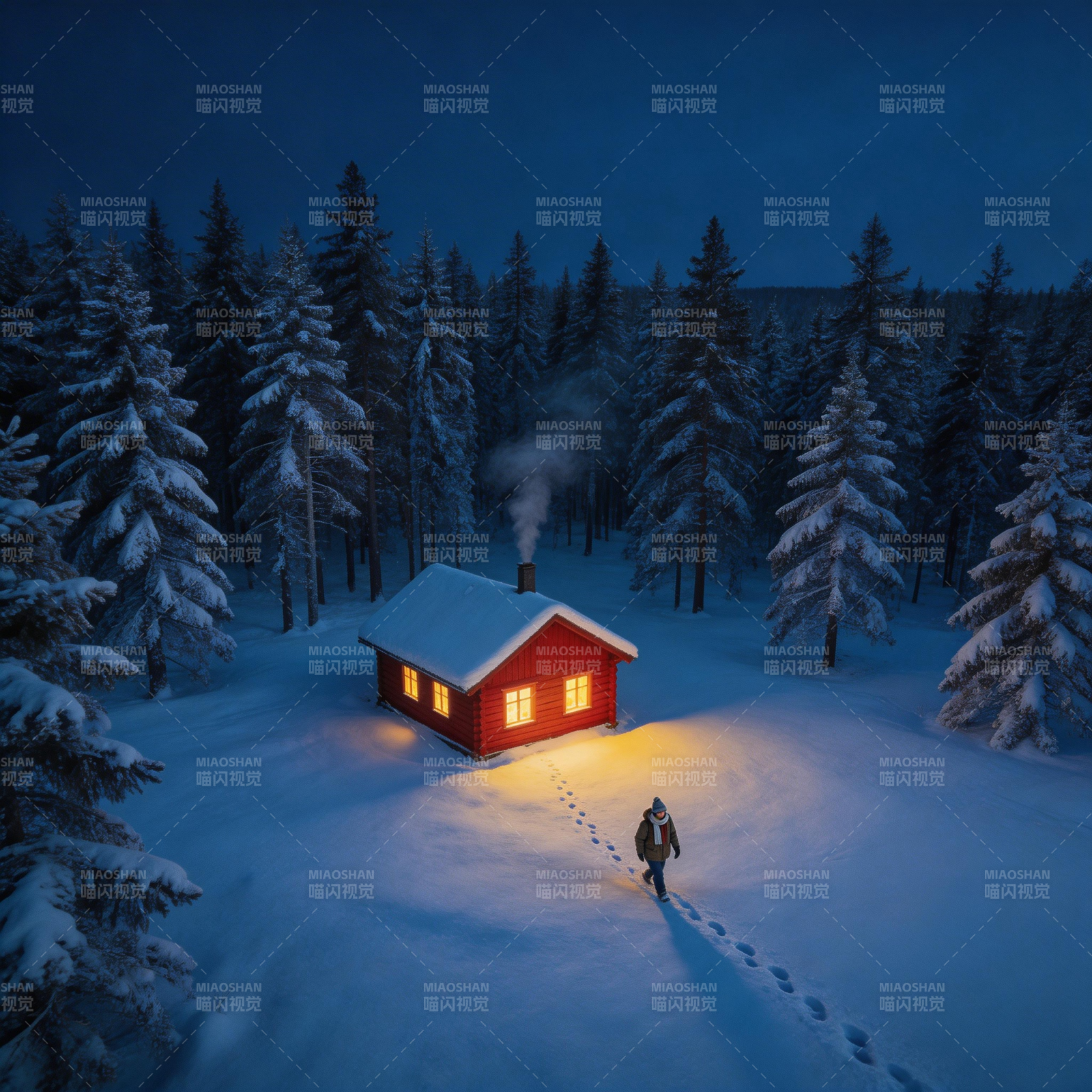 雪夜归家路图片