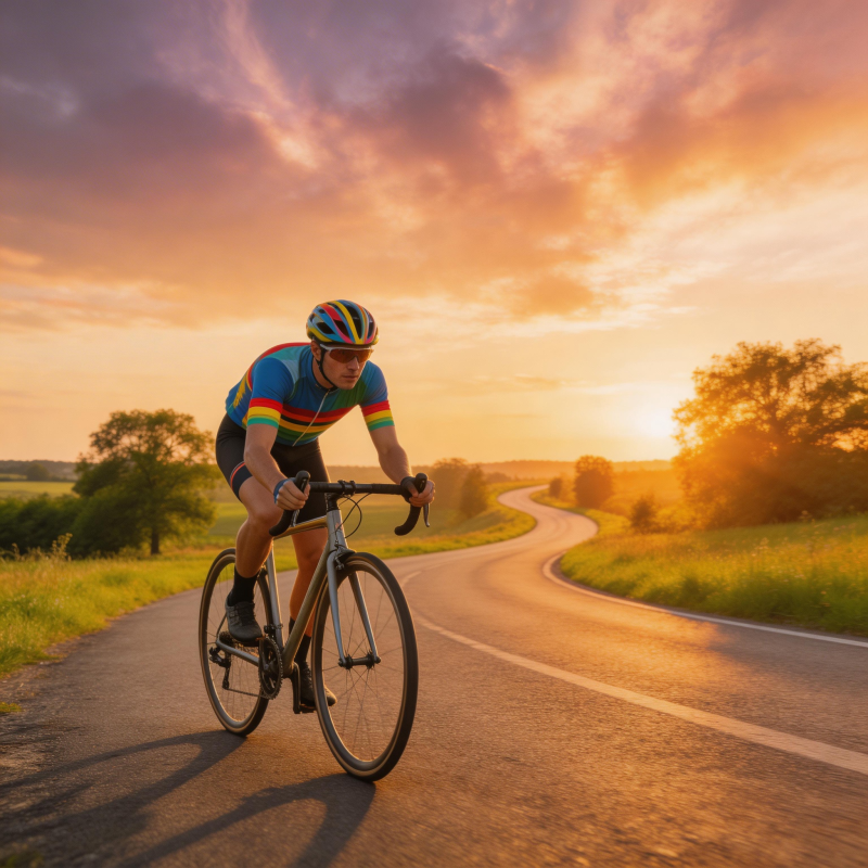 夕阳下的骑行者图片