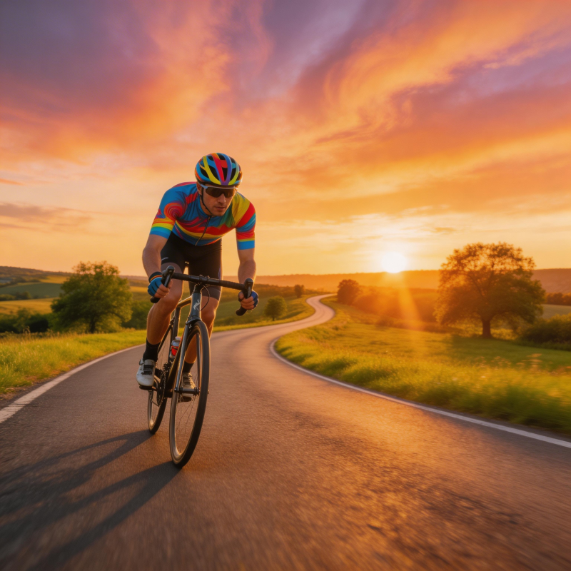 夕阳下的骑行者图片