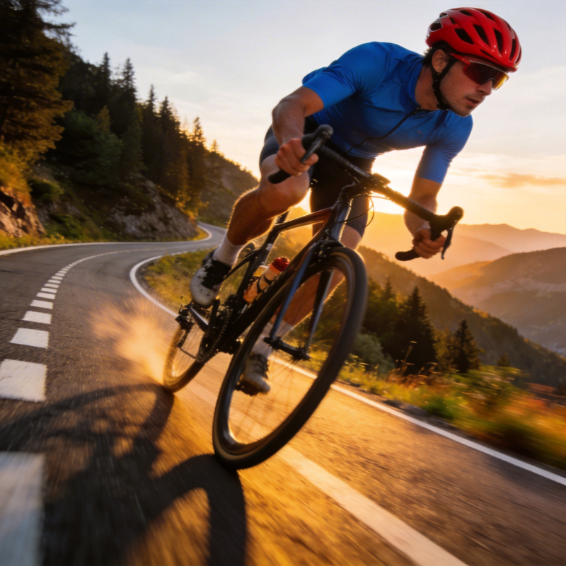 山间骑行追日落图片