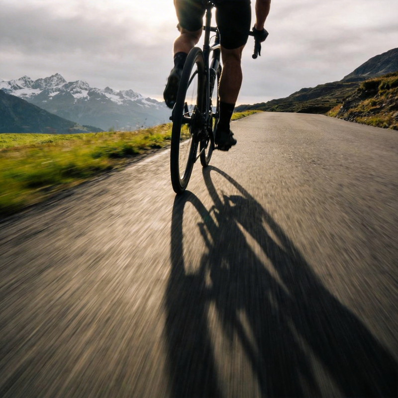 骑行山间 影随路行图片