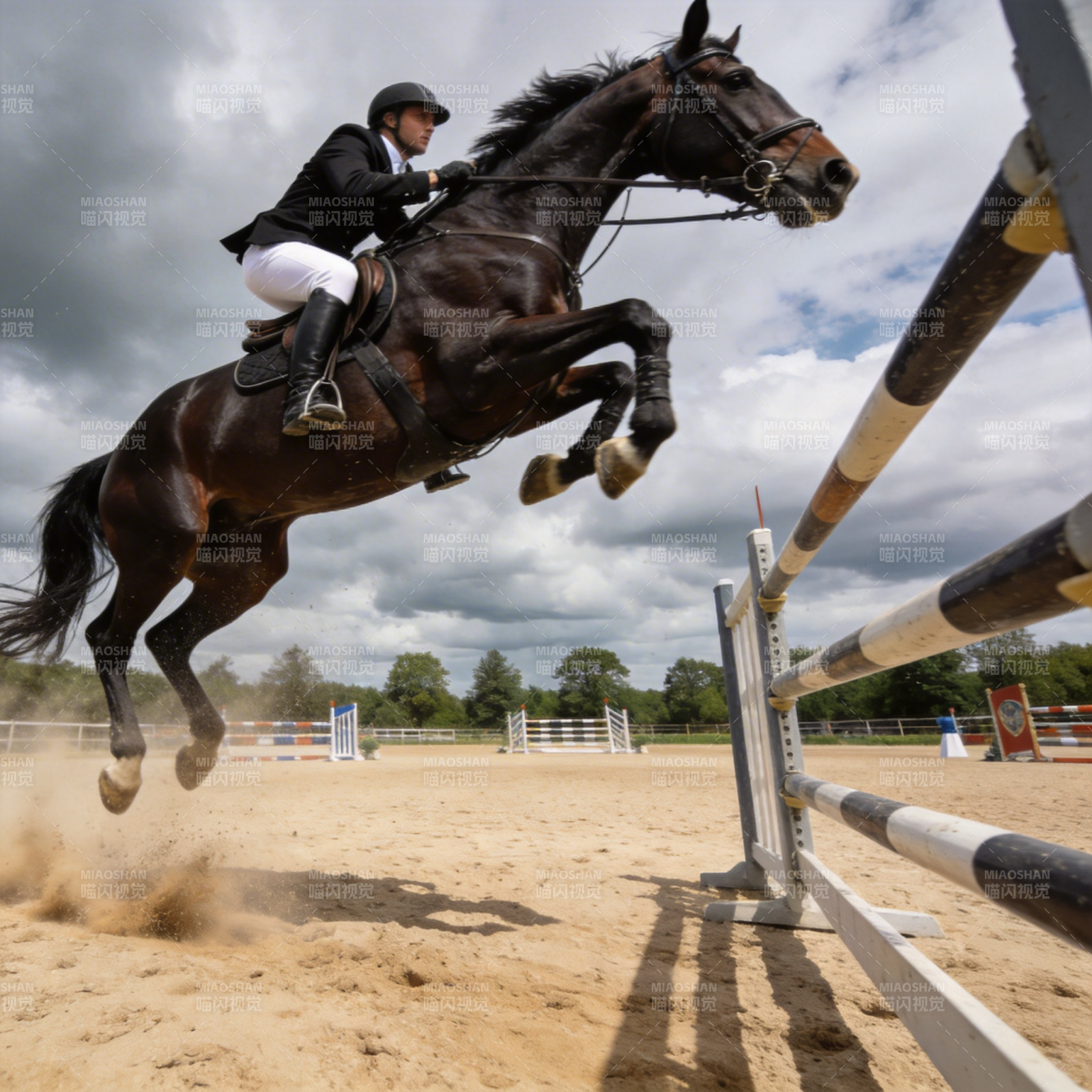 骏马腾跃越障碍图片