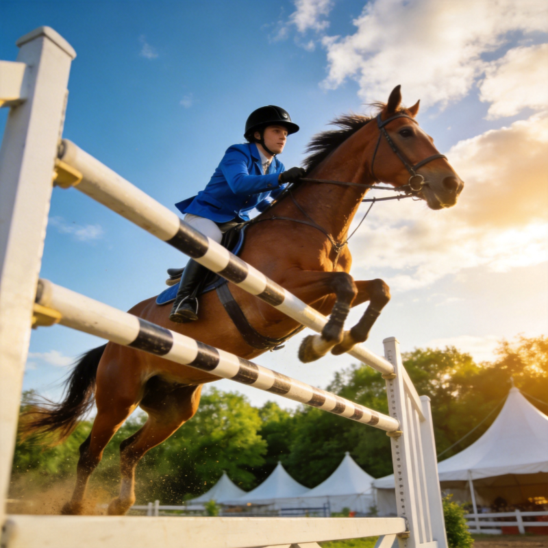 骏马飞跃障碍图片