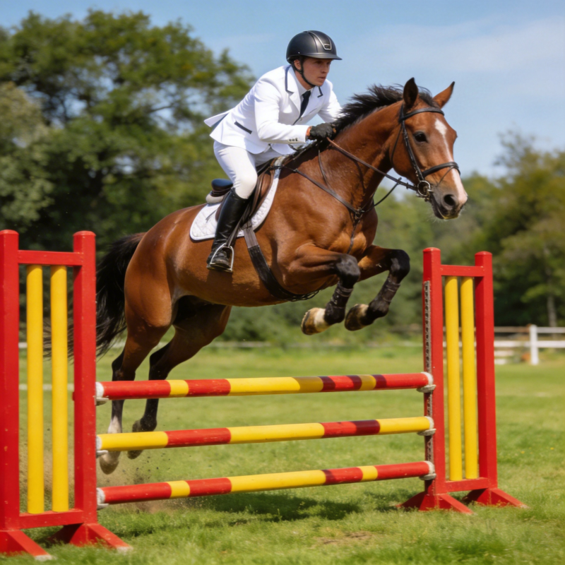 骏马飞跃障碍图片