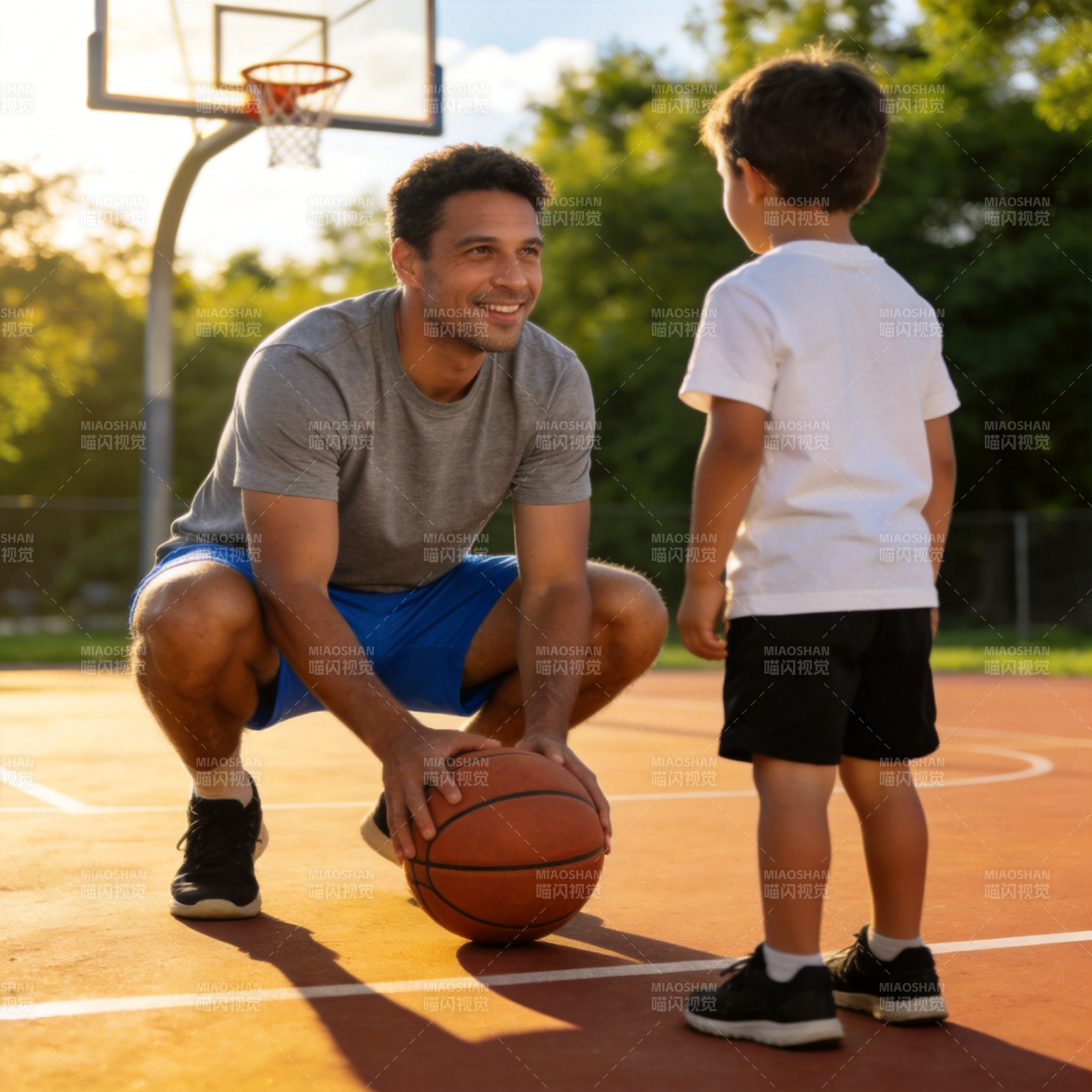 父子篮球时光图片