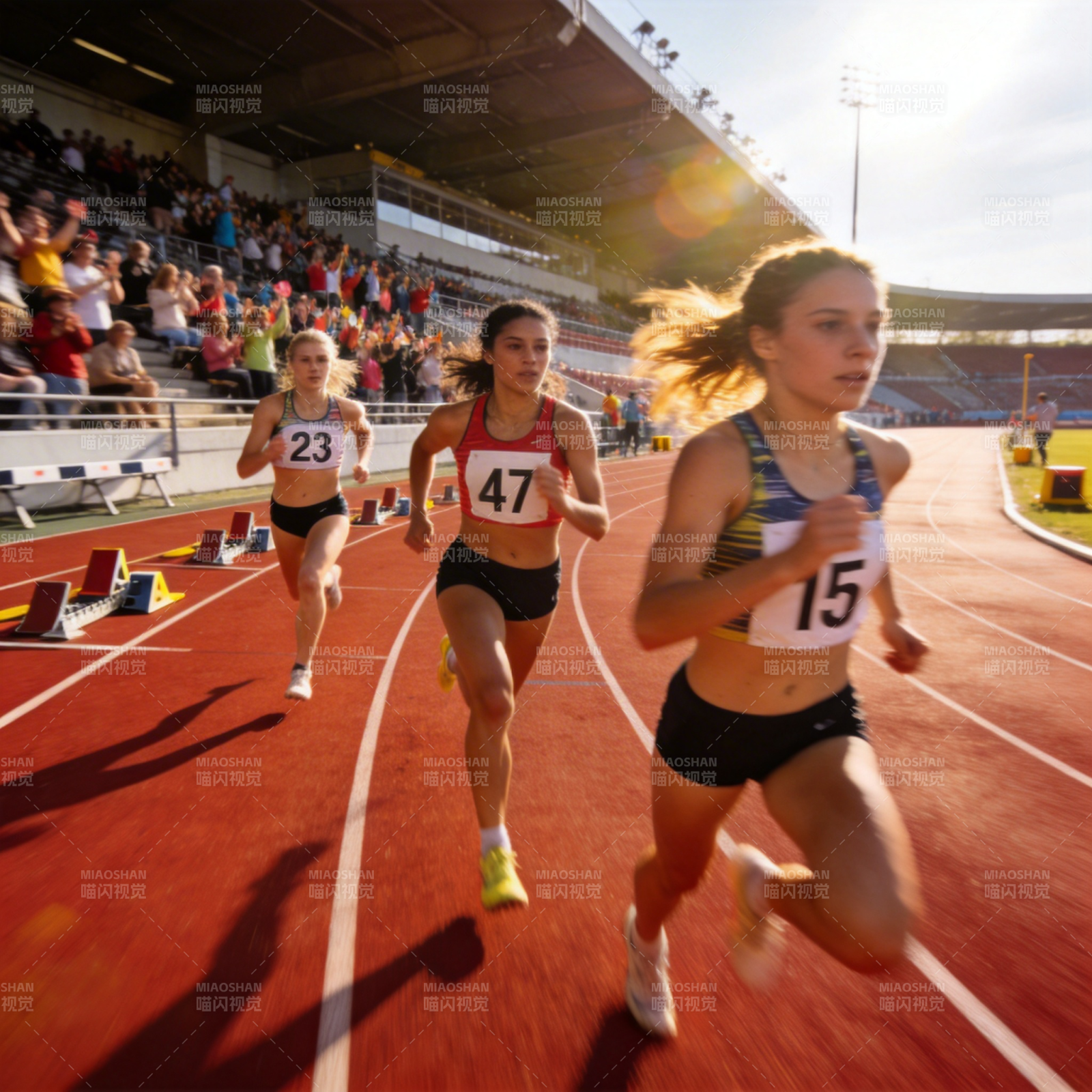 田径赛跑激烈进行图片