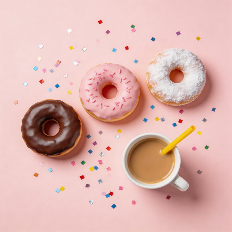 甜甜圈与咖啡时光图片