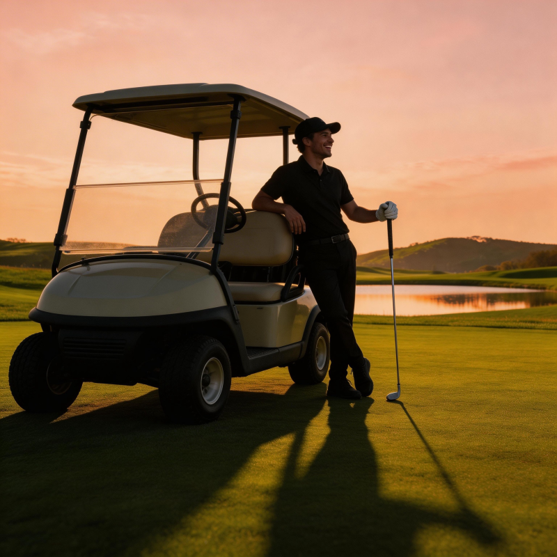 夕阳下的高尔夫时光图片