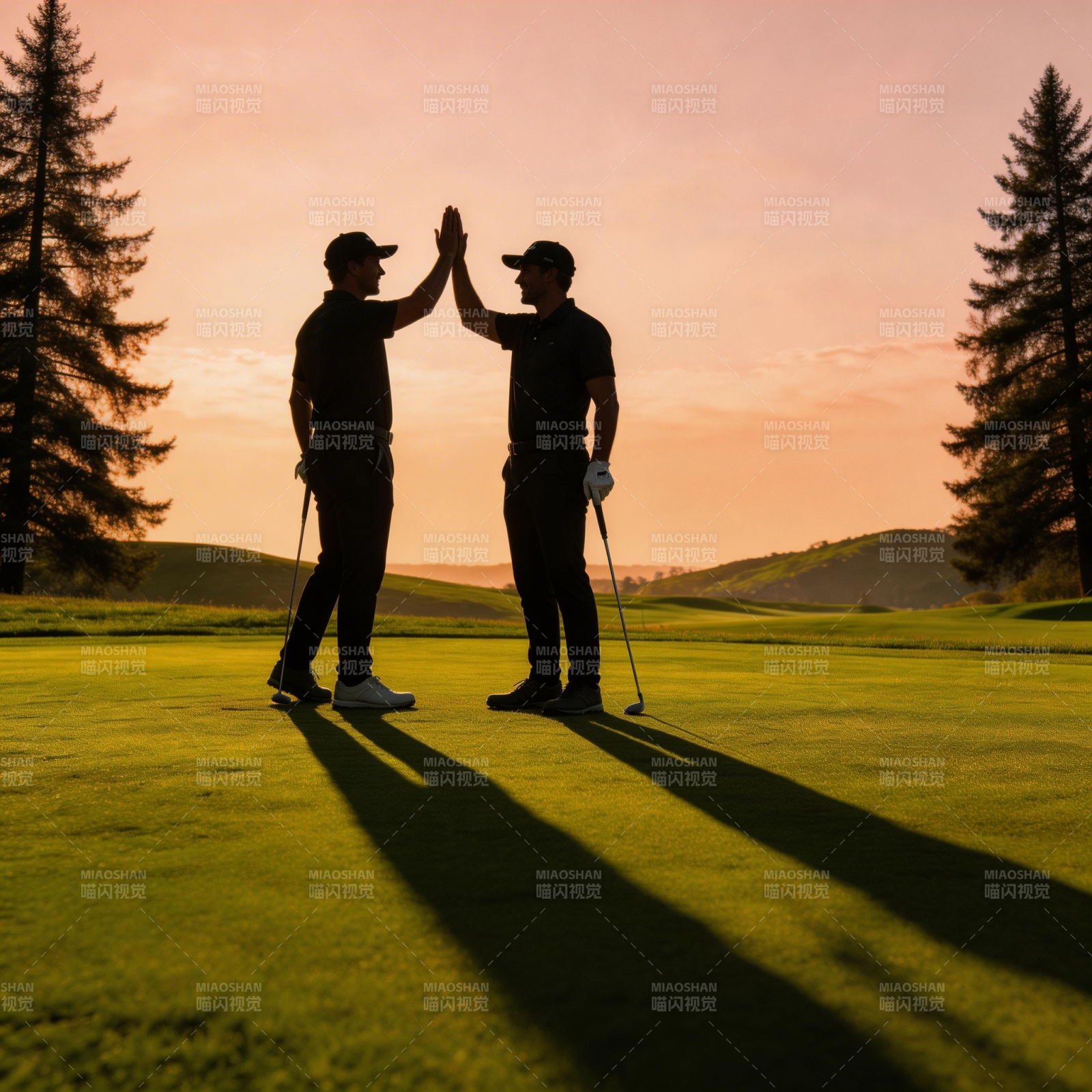 高尔夫双人击掌图片