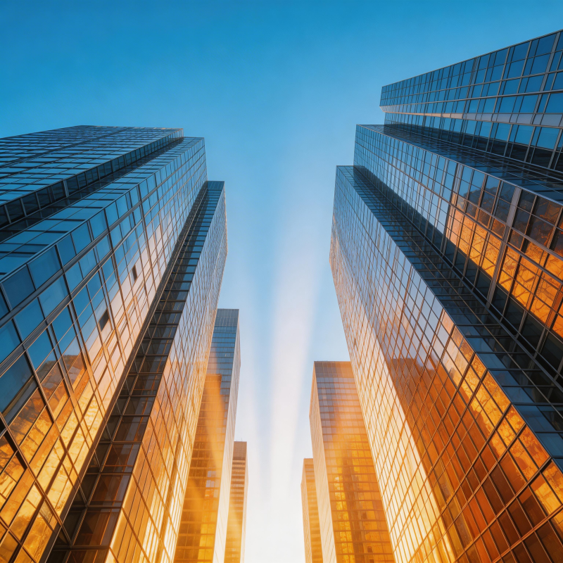 高楼林立 映照朝阳图片