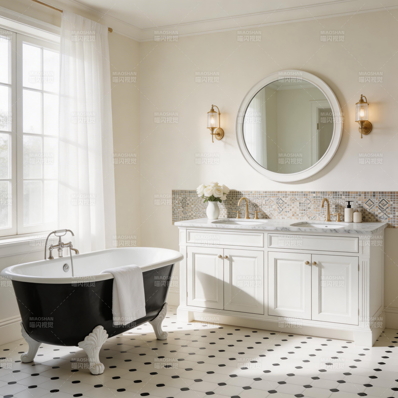 典雅黑白浴室图片