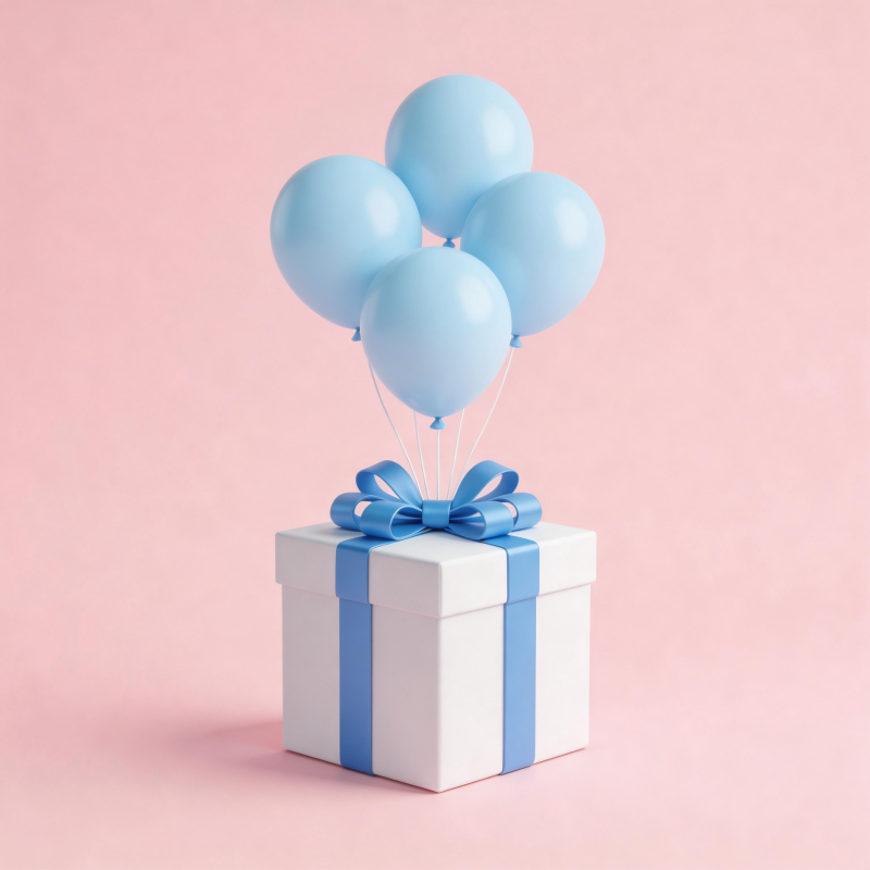 礼盒与气球图片