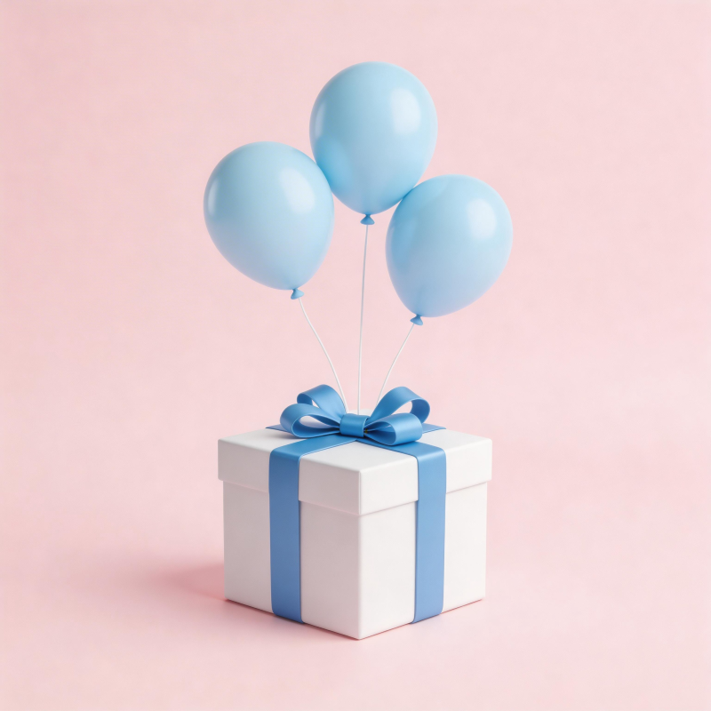 蓝气球礼盒图片