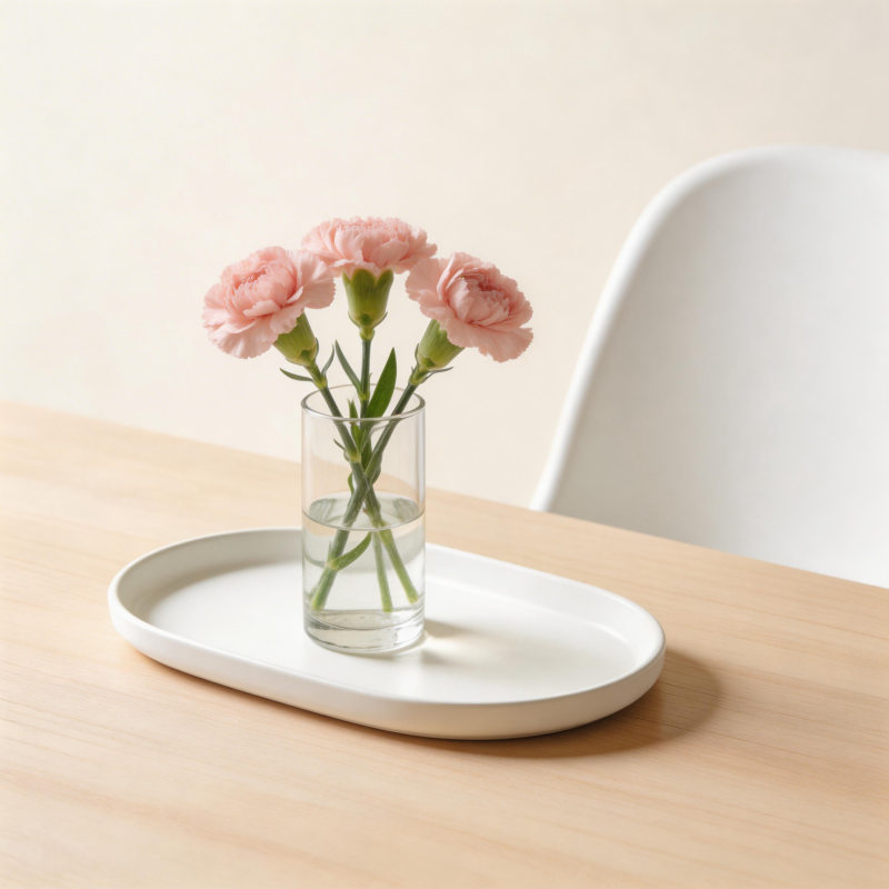 花瓶中的粉红康乃馨图片