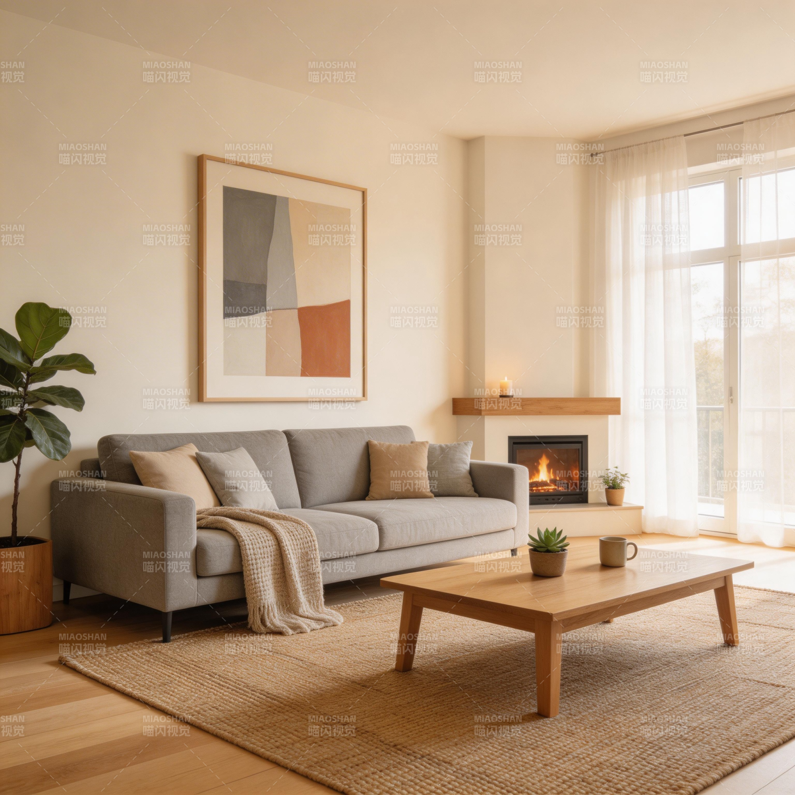 温馨现代客厅一角图片