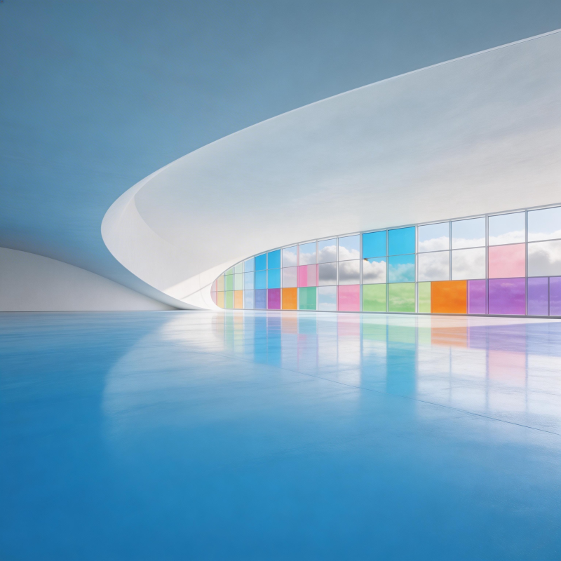 彩窗映蓝天图片