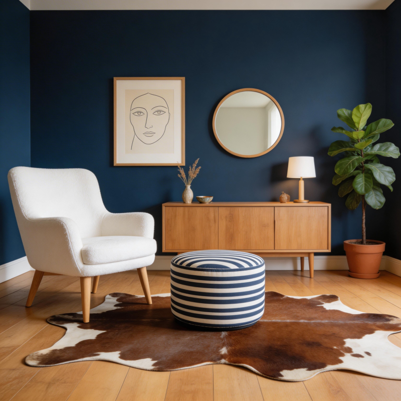 深蓝客厅雅致一角图片