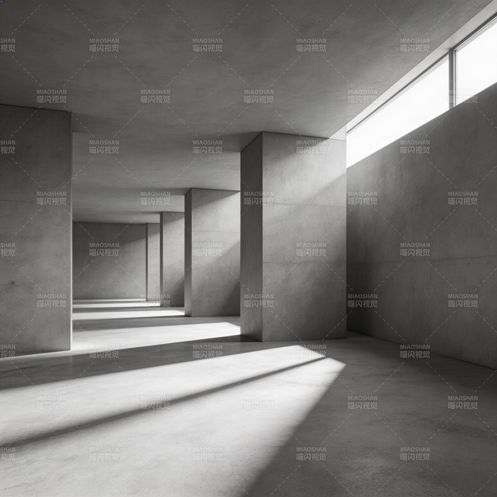 光影交错的混凝土空间图片