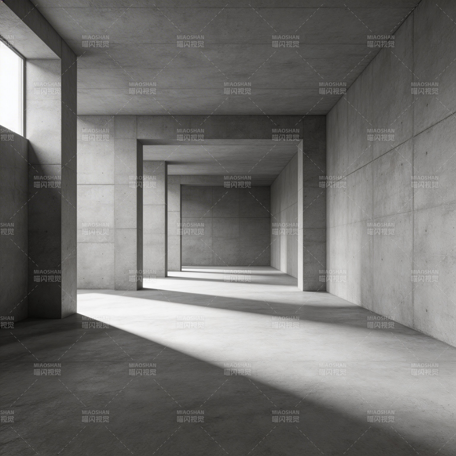 混凝土走廊的光影图片