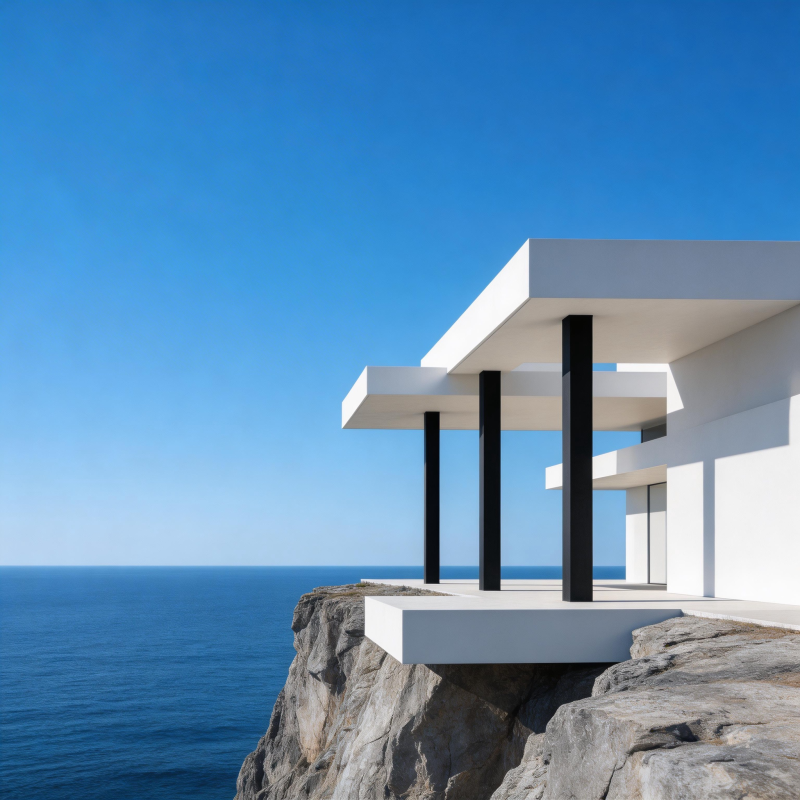 悬崖上的现代建筑图片