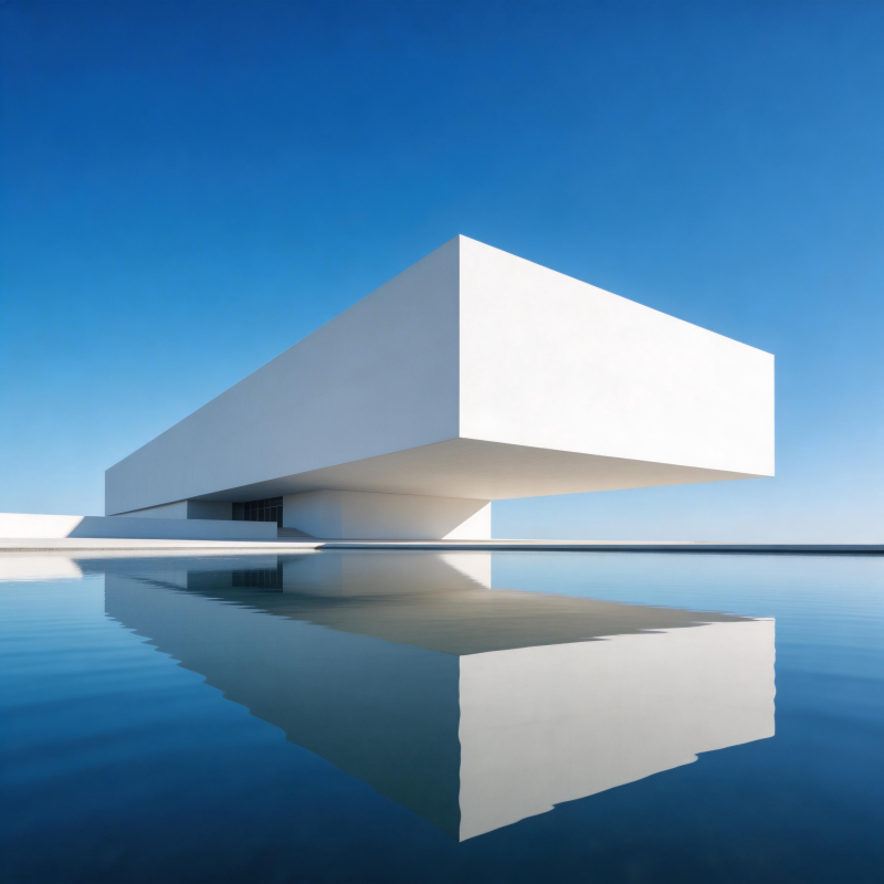 极简建筑倒影图片