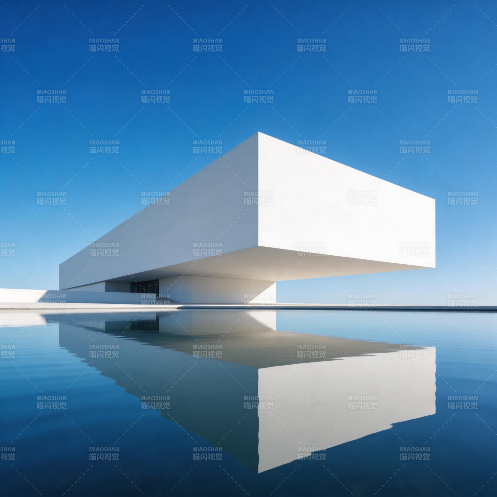 极简建筑倒影图片