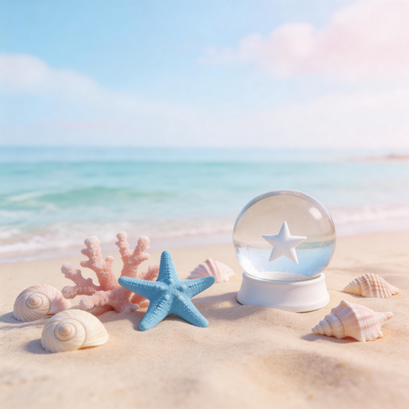 海滩上的梦幻水晶球图片