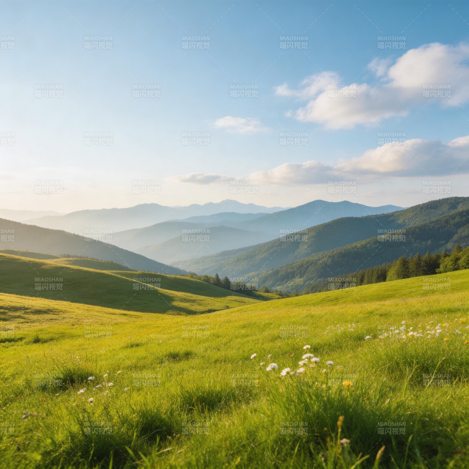 青山绿野云影图片