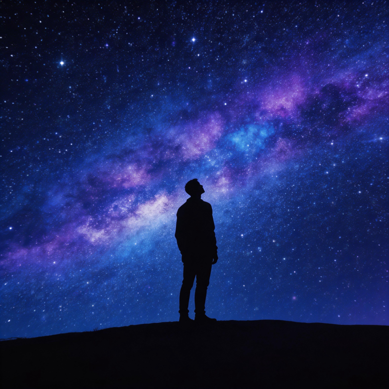 仰望星空的人图片