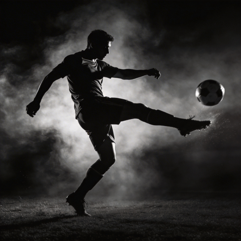 足球运动员踢球瞬间图片
