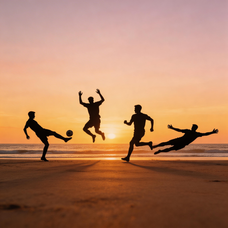 沙滩足球剪影图片