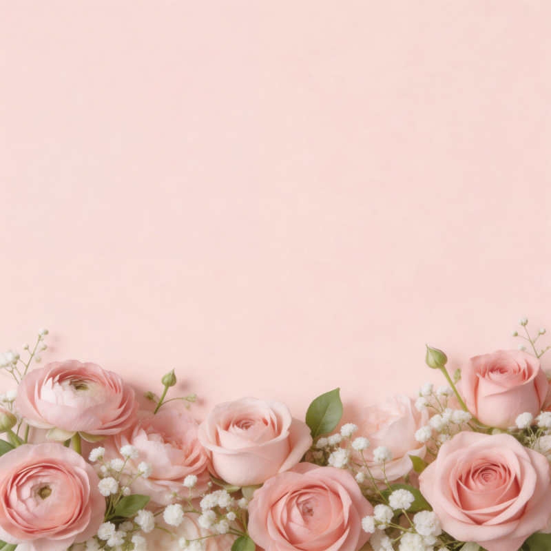 粉玫瑰花边装饰图片