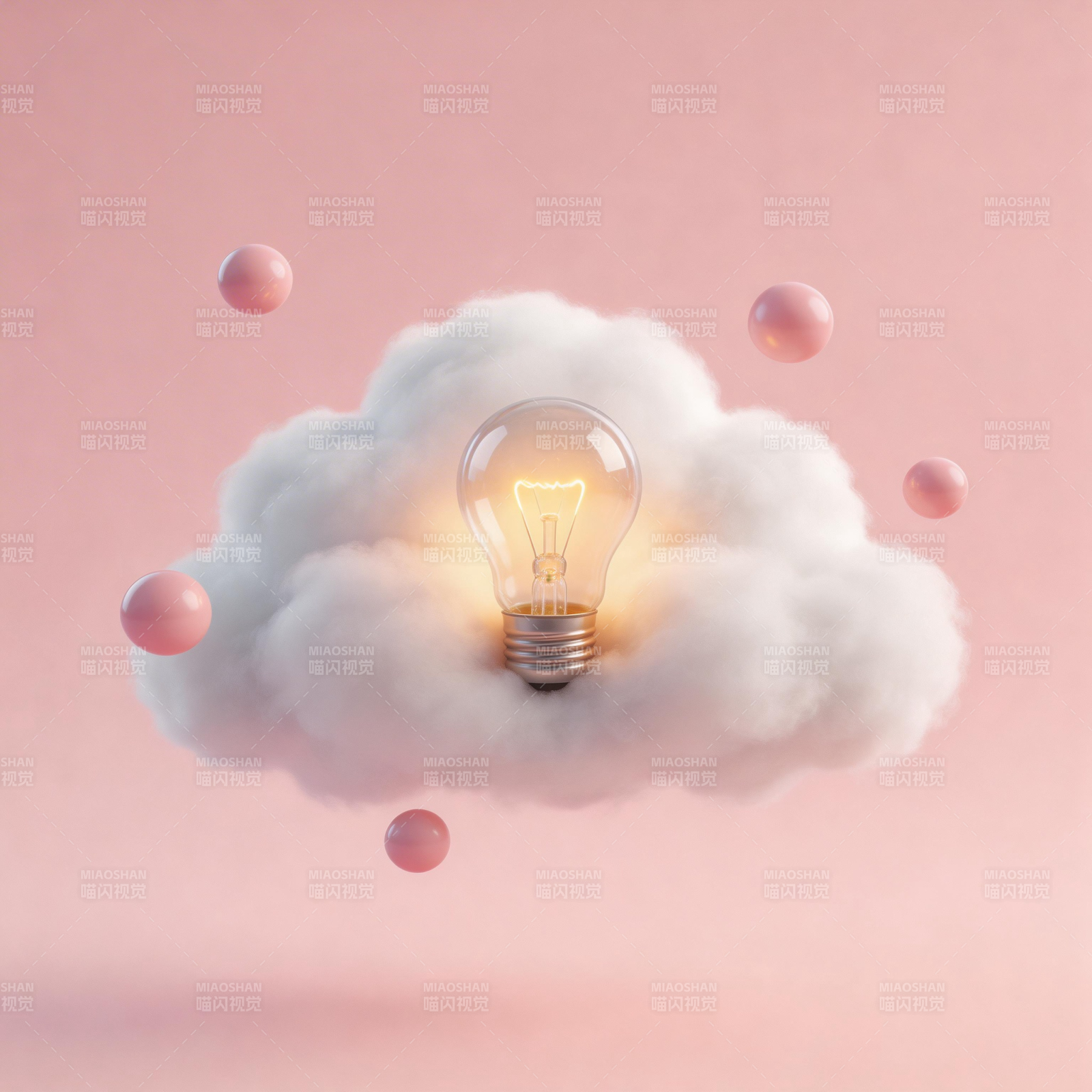 云中灯泡发光图片