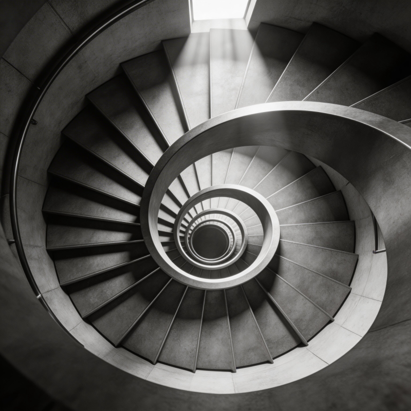 螺旋阶梯的光影图片