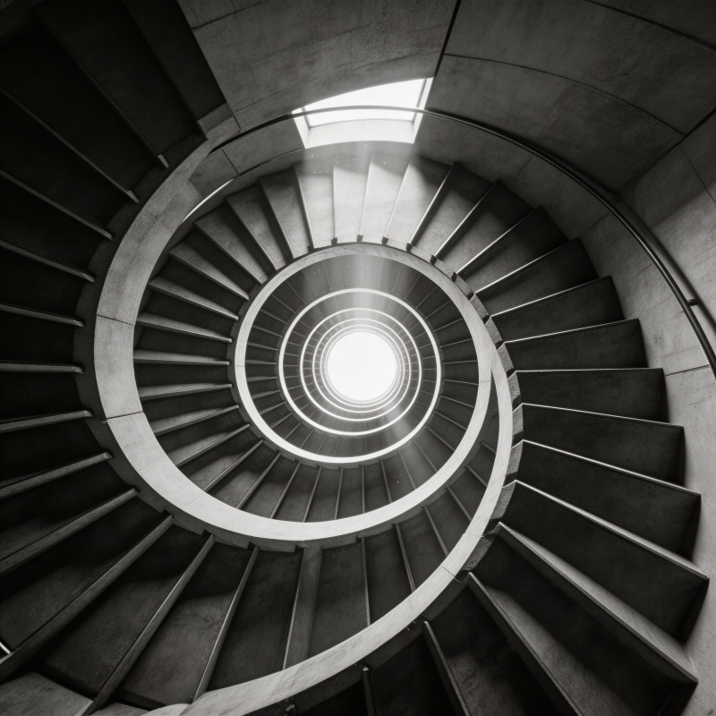 螺旋阶梯的光影图片