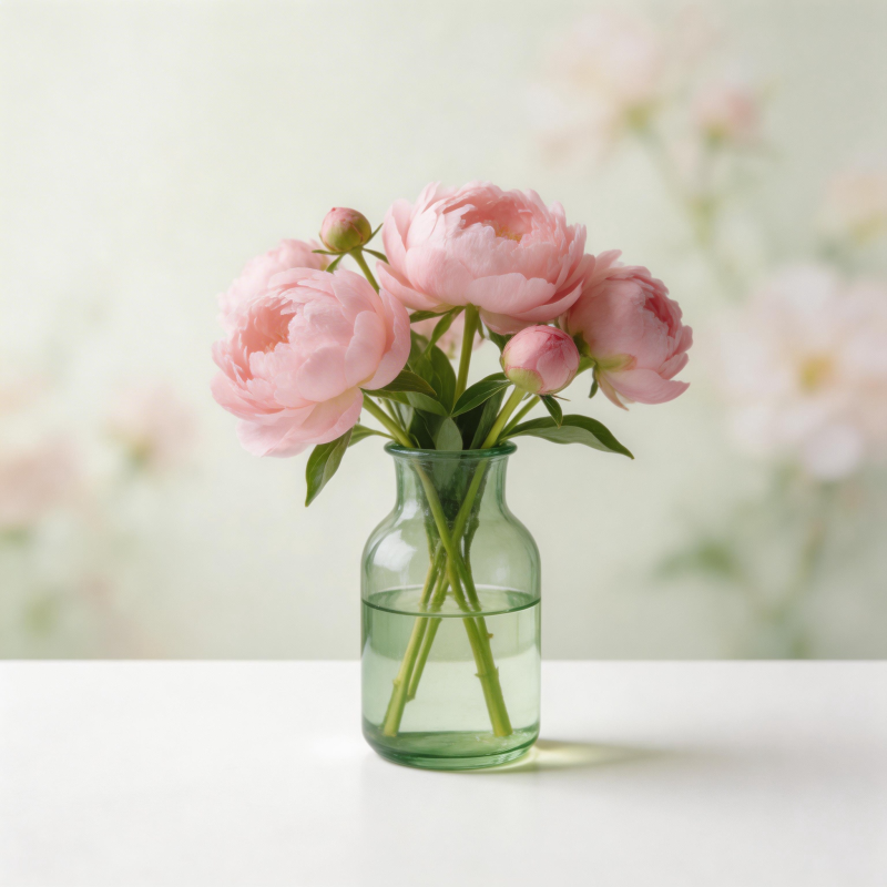 粉花绿瓶静谧美图片