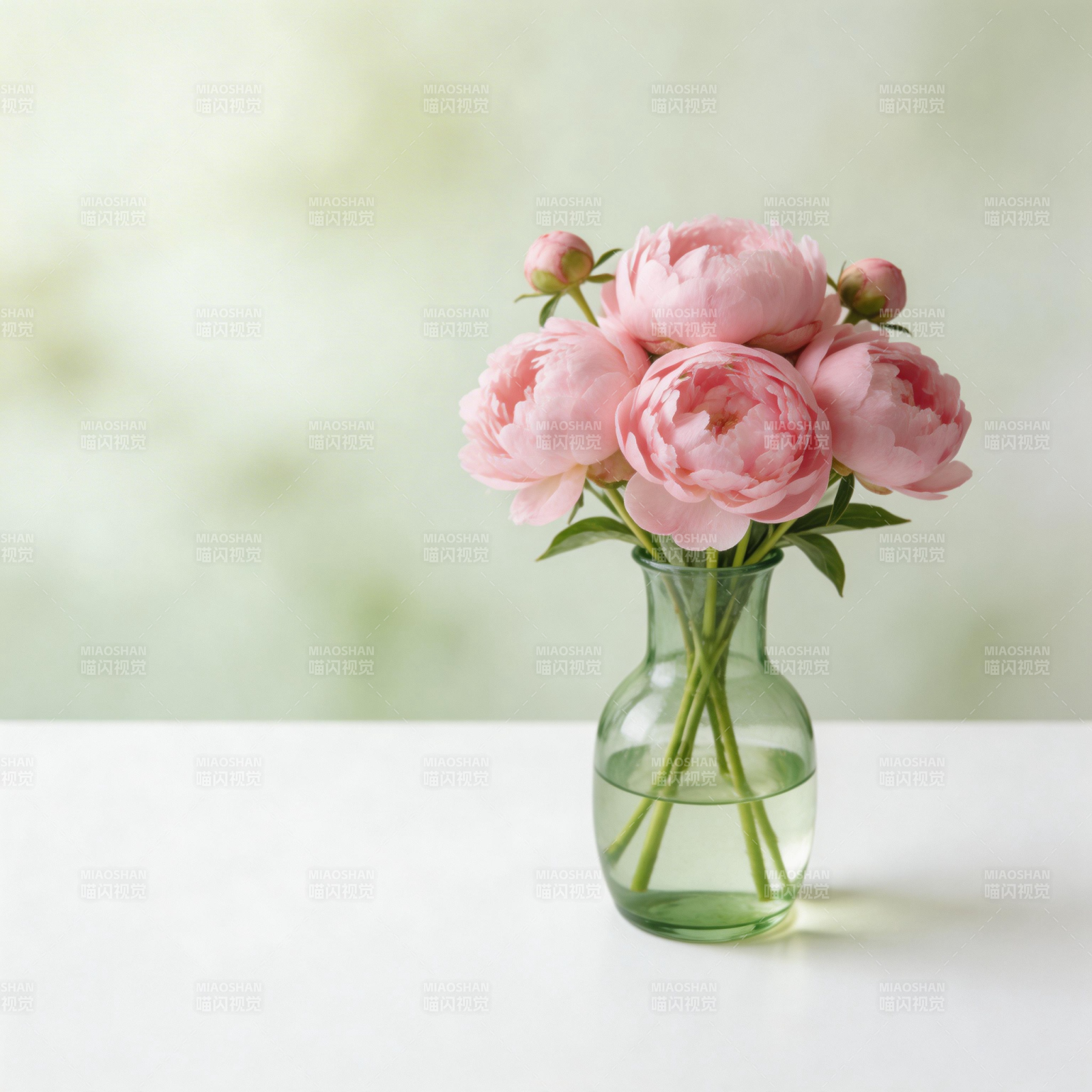 粉花绿瓶静谧美图片